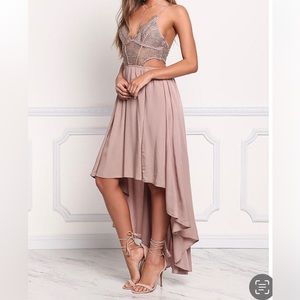 Love Culture Lace Knit Cutout Dress in Soft Pink